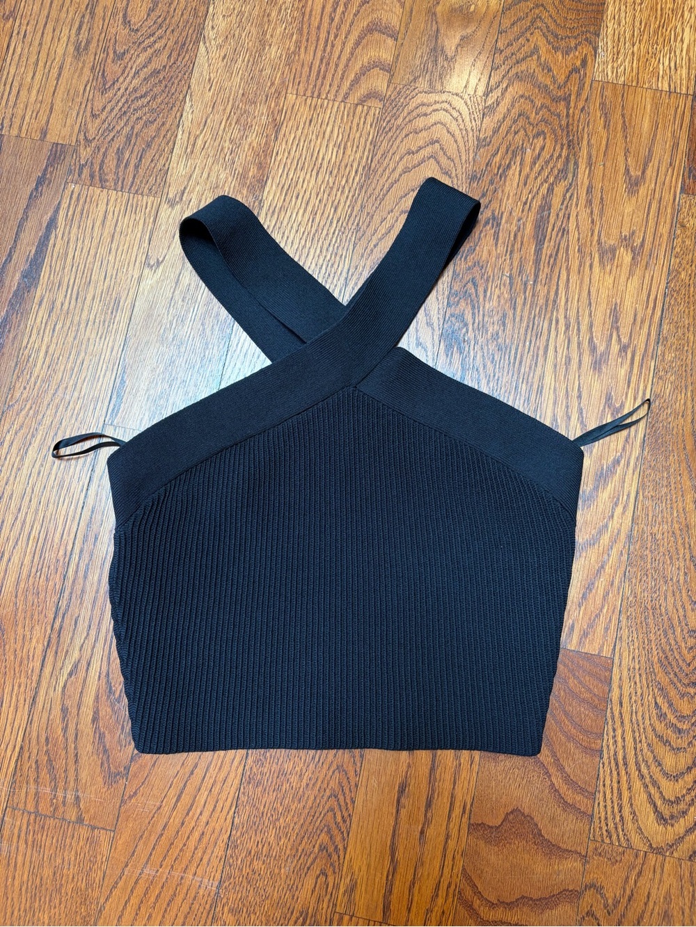 Babaton Black Ribbed Crisscross Tank